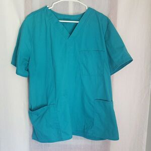 Scrubstar Scrub Top Turquoise Blue Scrubs Medical Vet Dental Size XL